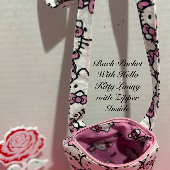LOVE THAT HELLO KITTY WITH RIBBONS HANDMADE CROSSBODY PHONE POUCH - Picture 3 of 4